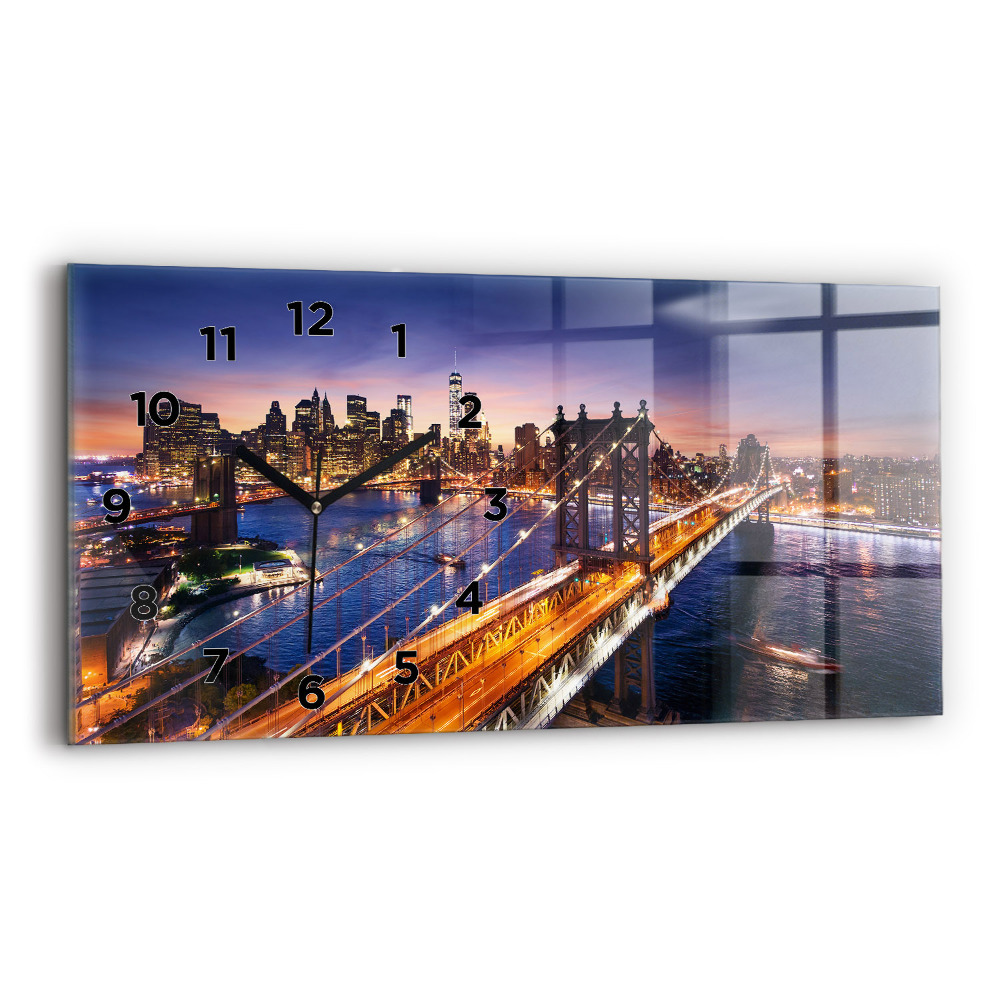 Horloge horizontale en verre New York et le coucher de soleil