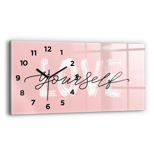 Horloge rectangulaire horizontale Inscription "Love yourself