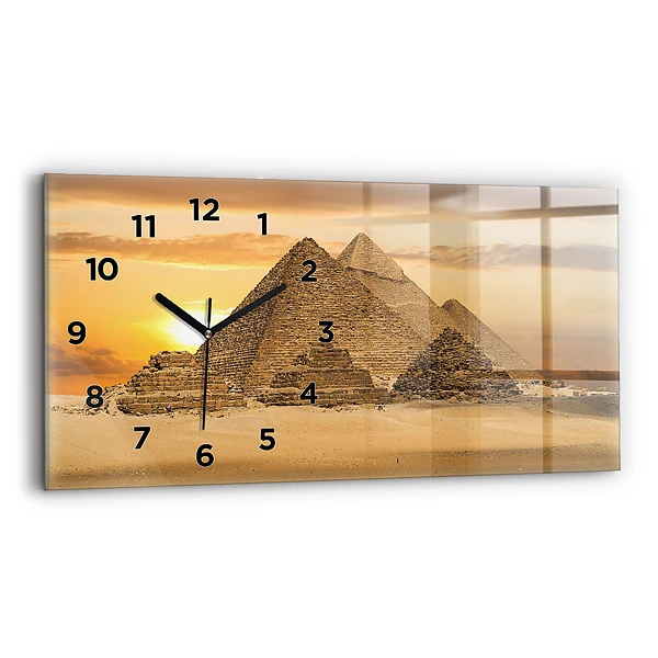 Horloge rectangulaire horizontale Pyramides et coucher de soleil