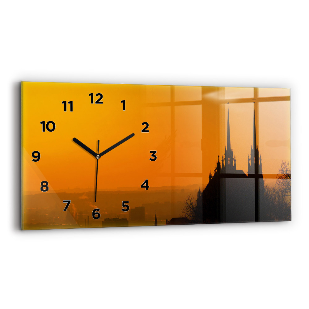 Horloge horizontale en verre Vue de la cathédrale de Brno
