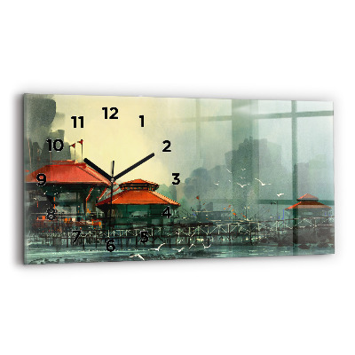 Horloge horizontale en verre Village de pêcheurs