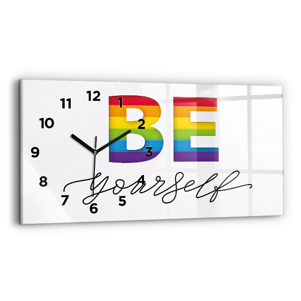 Horloge horizontale en verre Inscription be yourself