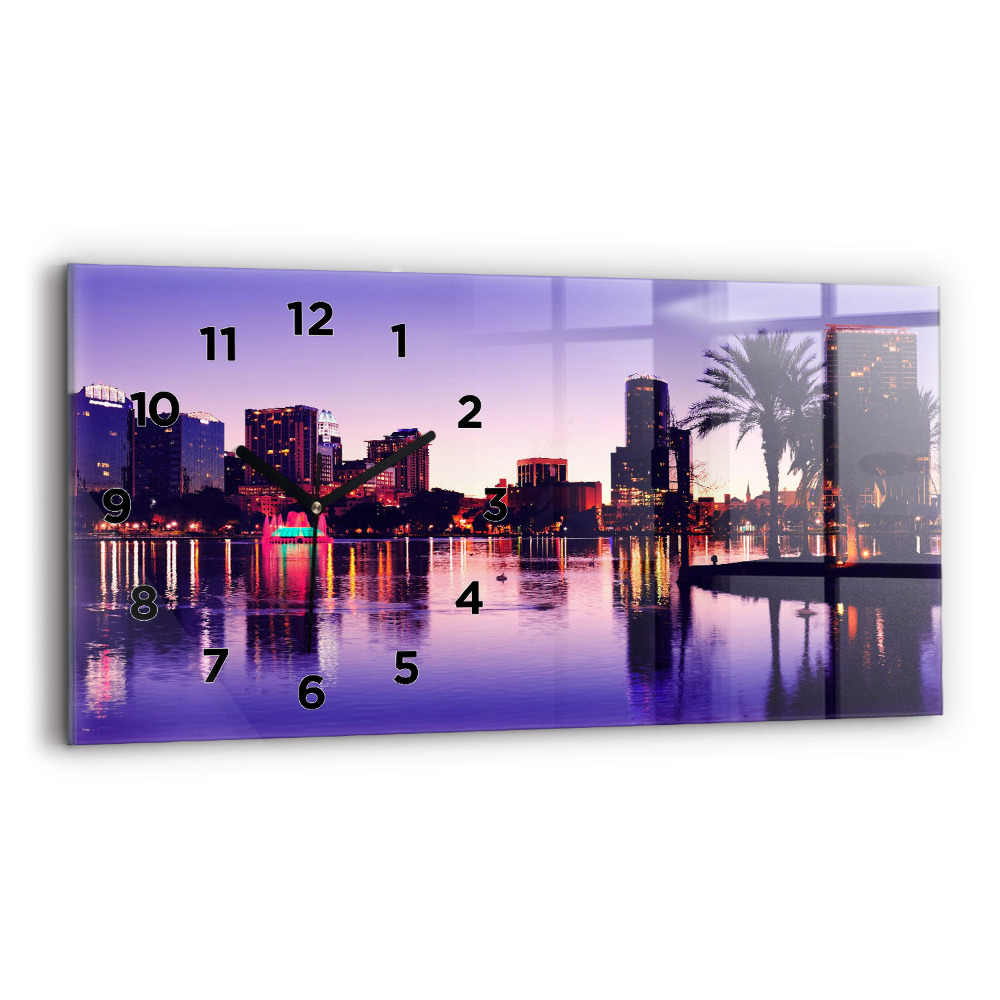 Horloge murale horizontale Ligne d'horizon de la ville d'Orlando