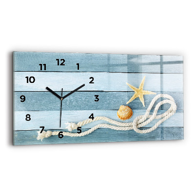 Horloge murale horizontale Planches rayées et coquillage