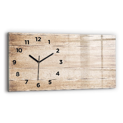 Horloge horizontale en verre Texture de bois