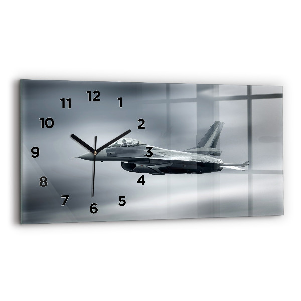 Horloge murale horizontale Avion militaire en vol