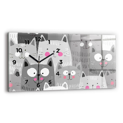 Horloge rectangulaire horizontale Motif avec des chats