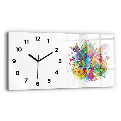 Horloge rectangulaire horizontale Harmonie florale avec papillons