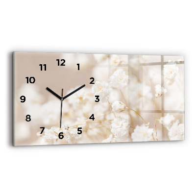 Horloge rectangulaire horizontale Petites fleurs blanches