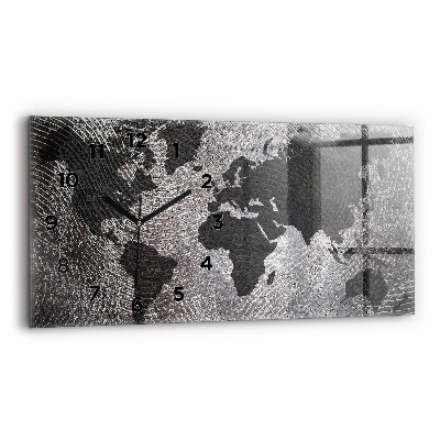 Horloge horizontale en verre Carte du monde en béton