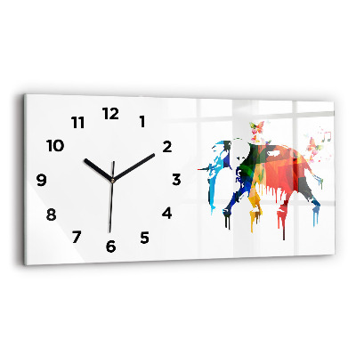 Horloge horizontale en verre Eléphant peint en couleur