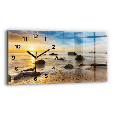Horloge rectangulaire horizontale Lever de soleil sur la mer Baltique