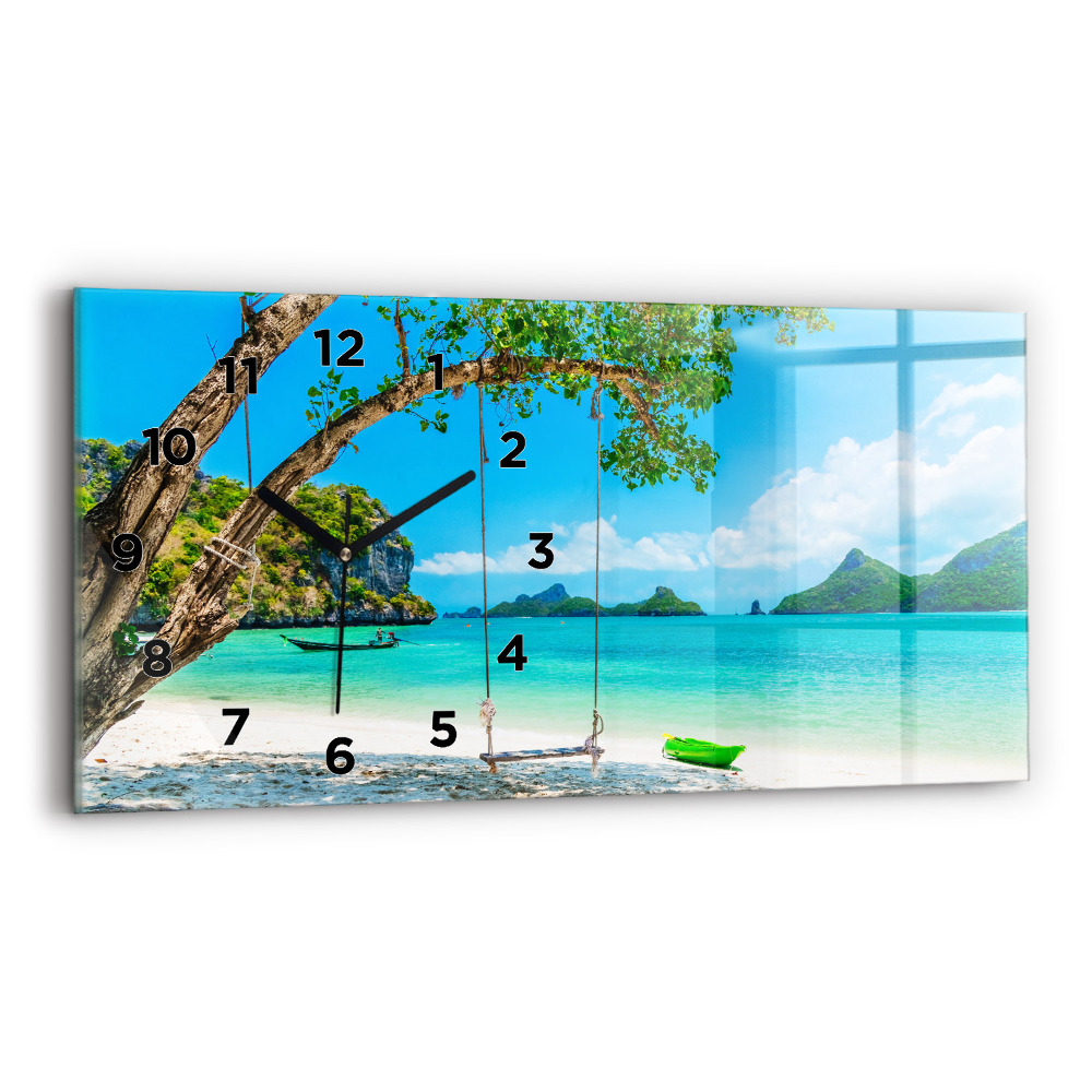 Horloge horizontale en verre Île ensoleillée en Thaïlande
