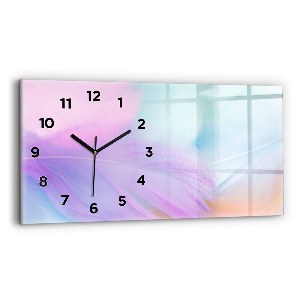 Horloge murale horizontale Plumes colorées