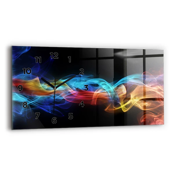 Horloge horizontale en verre Lignes abstraites colorées