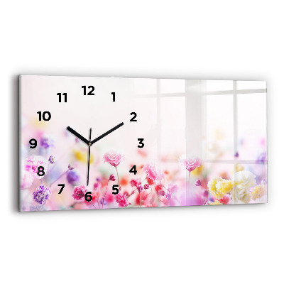 Horloge horizontale en verre Fleurs dans une prairie