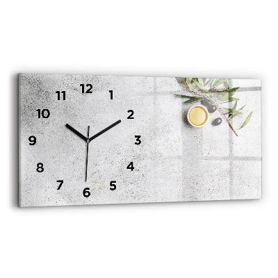 Horloge horizontale en verre Olives minimalistes