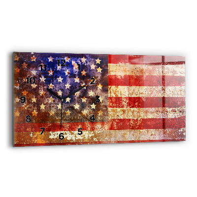 Horloge rectangulaire horizontale Drapeau américain en style vintage