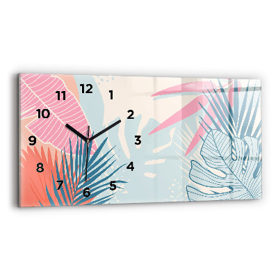 Horloge rectangulaire horizontale Feuilles pastel