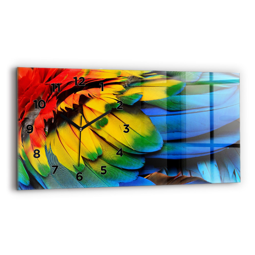 Horloge horizontale en verre Oiseau arabe Ailes colorées