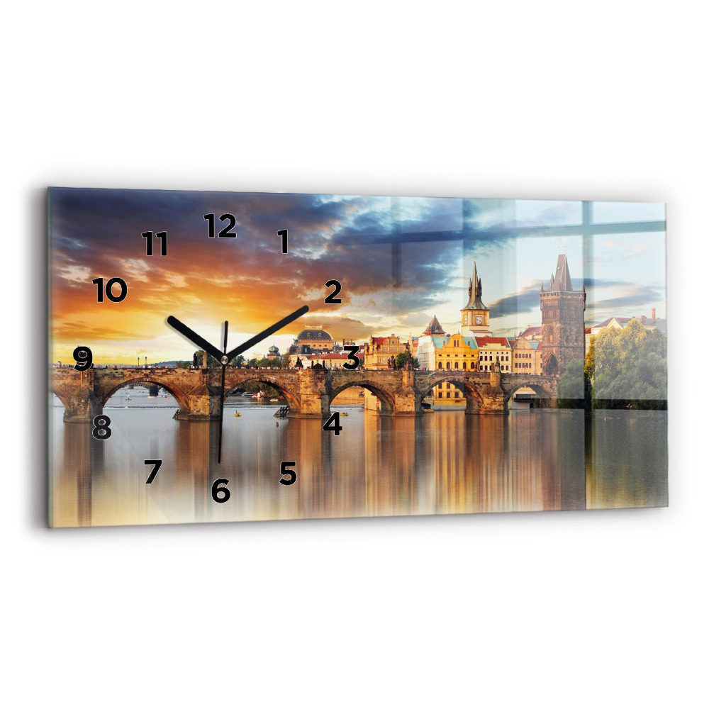 Horloge horizontale en verre Panorama sur une rivière