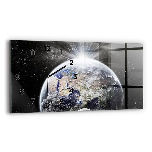 Horloge horizontale en verre Terre Lune Soleil