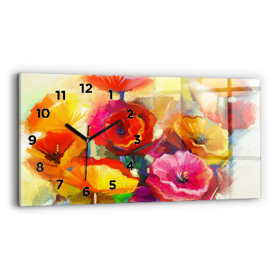 Horloge rectangulaire horizontale Coquelicots colorés