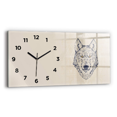 Horloge murale horizontale Tête de loup