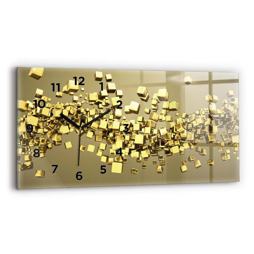 Horloge rectangulaire horizontale Carrés dorés
