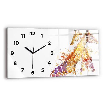 Horloge murale horizontale Aquarelle de girafe