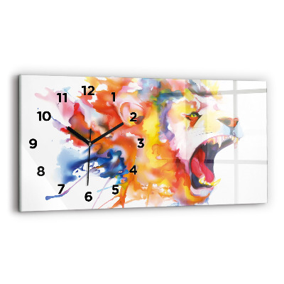 Horloge murale horizontale Aquarelle de lion