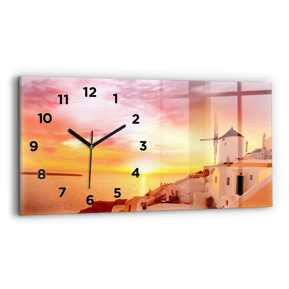 Horloge horizontale en verre Vieux moulin à vent à Santorin