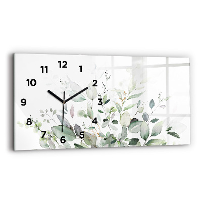 Horloge horizontale en verre Feuilles de plantes