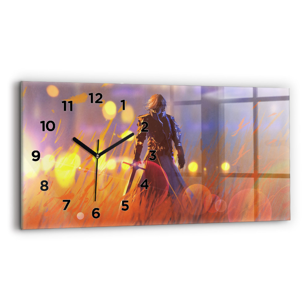 Horloge murale horizontale Chevalier avec épée