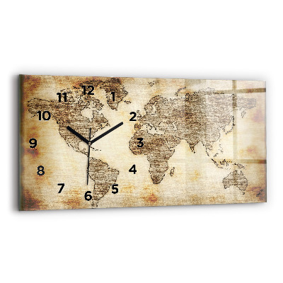 Horloge murale horizontale Ancienne carte du monde