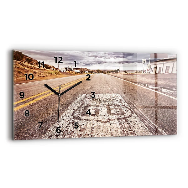 Horloge horizontale en verre Route 66 USA