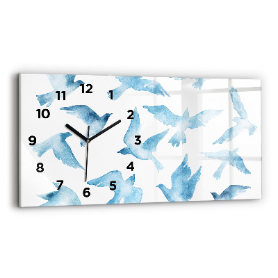 Horloge horizontale en verre Oiseaux bleus en vol