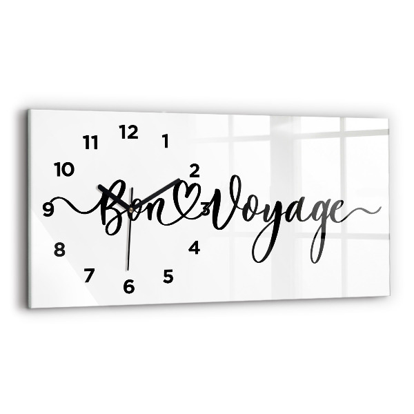 Horloge murale horizontale Inscription Bon voyage