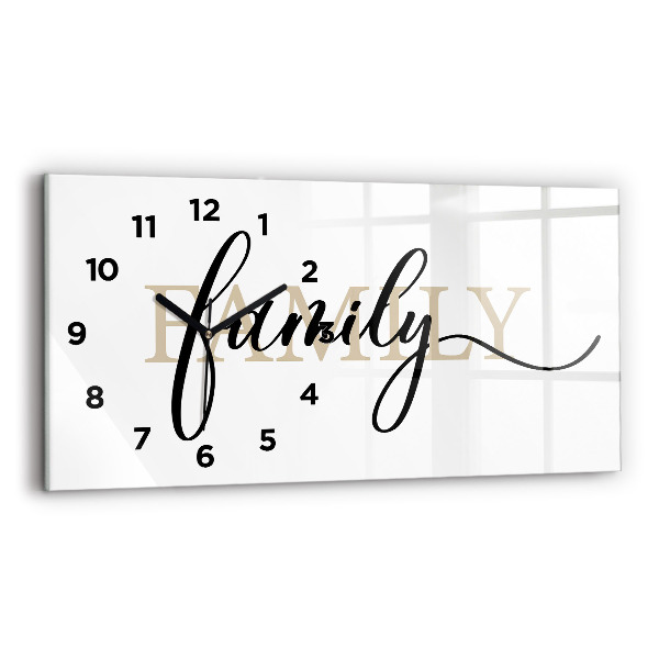 Horloge horizontale en verre Inscription familiale