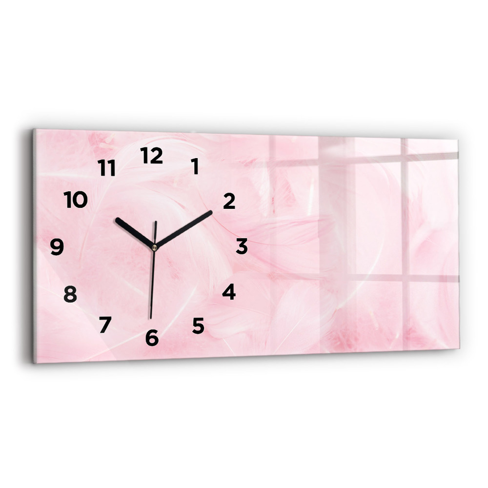 Horloge horizontale en verre Plumes abstraites