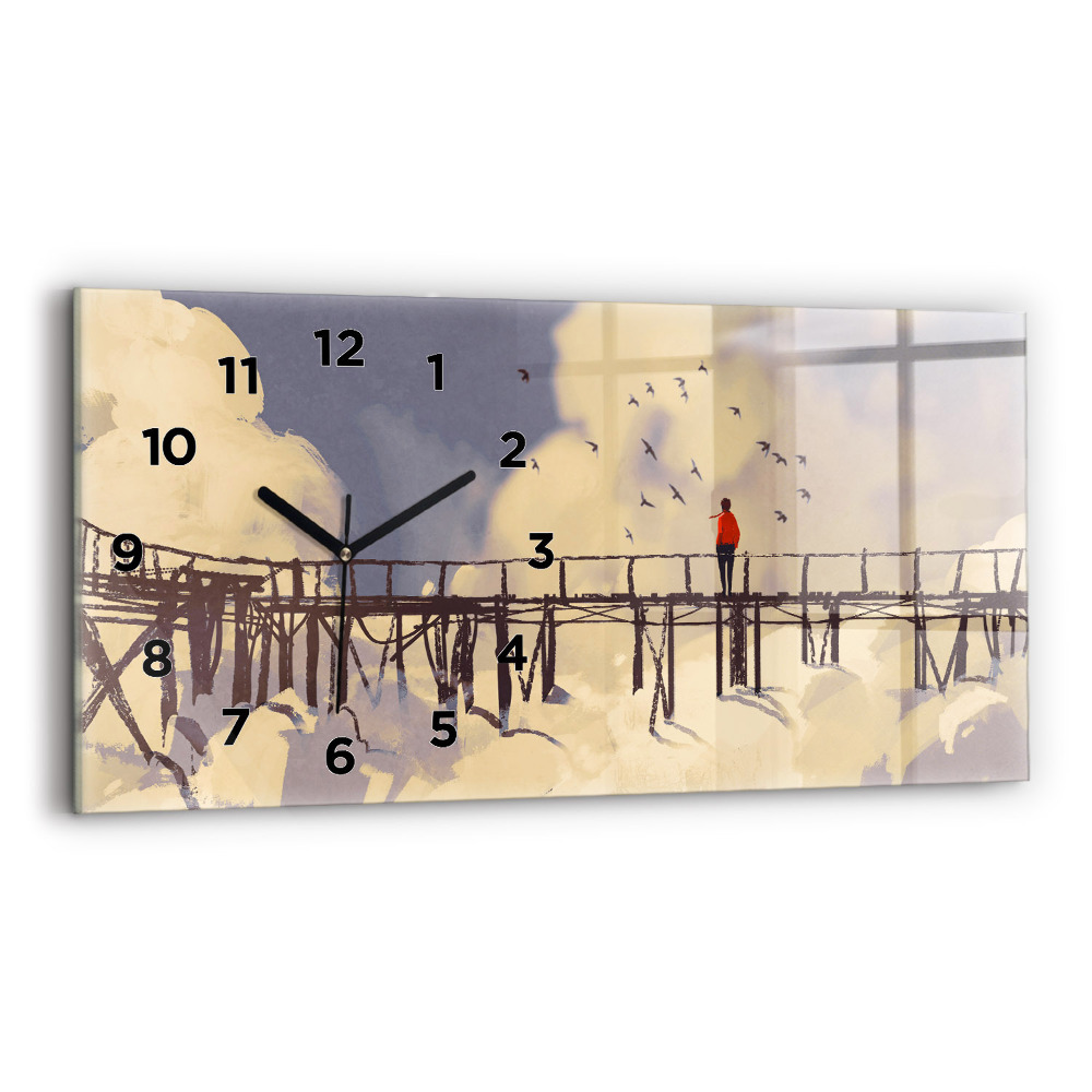 Horloge rectangulaire horizontale Homme sur un vieux pont
