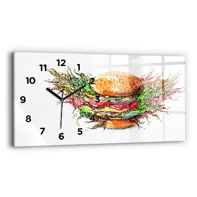 Horloge rectangulaire horizontale Hamburger au fromage XXL