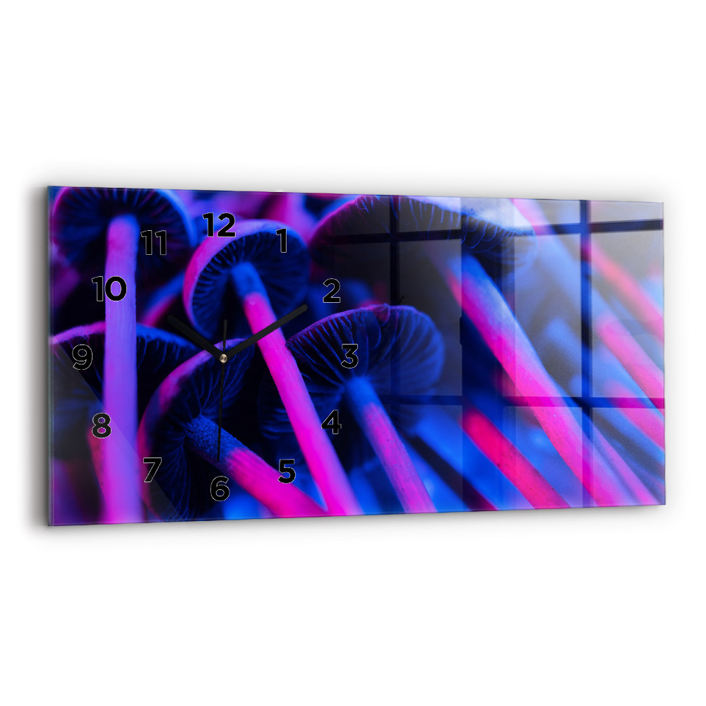Horloge horizontale en verre Champignons magiques en couleurs