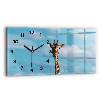 Horloge rectangulaire horizontale Grande girafe sur fond de ciel