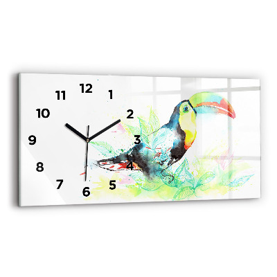 Horloge rectangulaire horizontale Toucan dans l'herbe