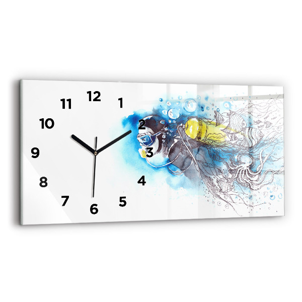 Horloge murale horizontale Vie sous-marine de poissons