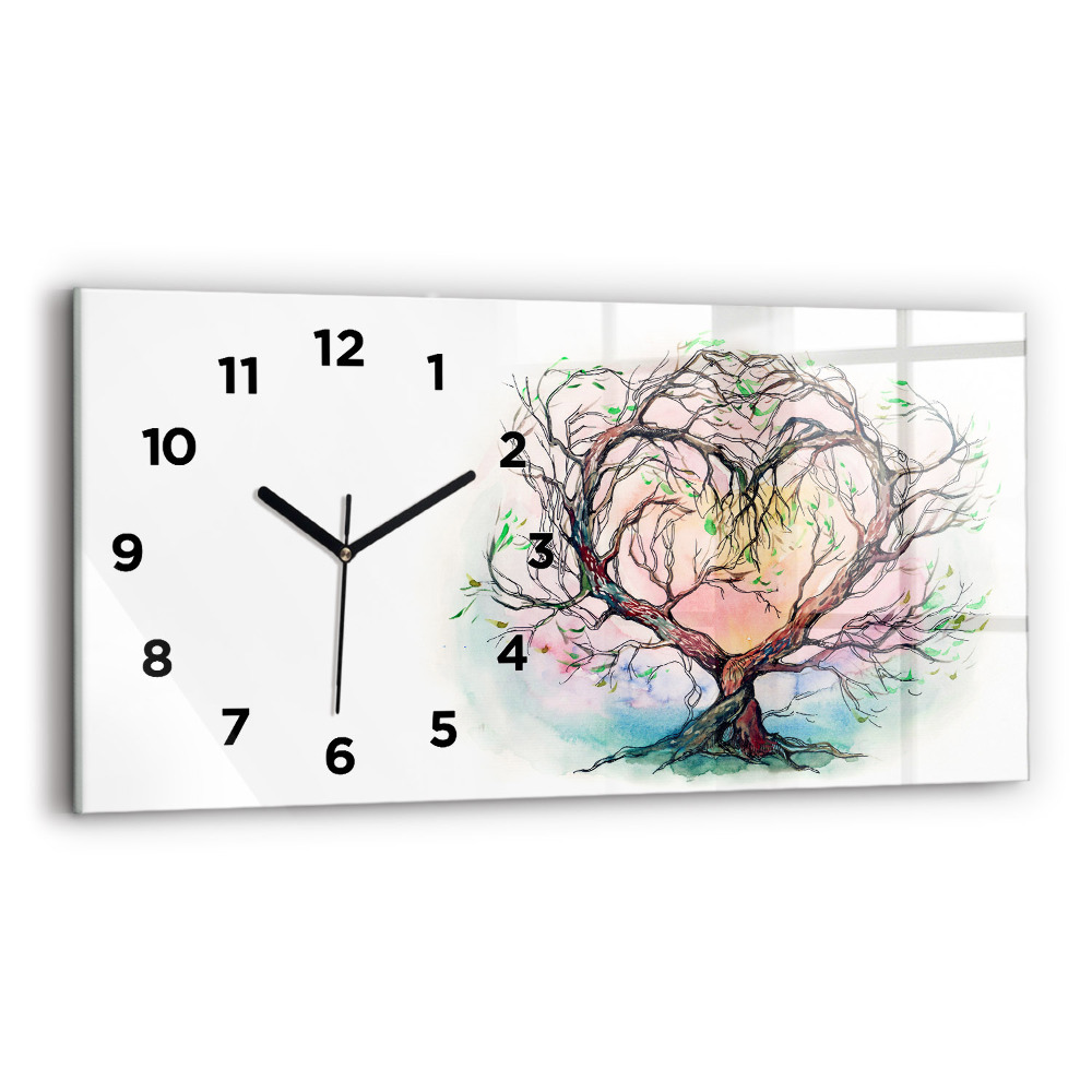 Horloge rectangulaire horizontale Cœur d'arbre nature