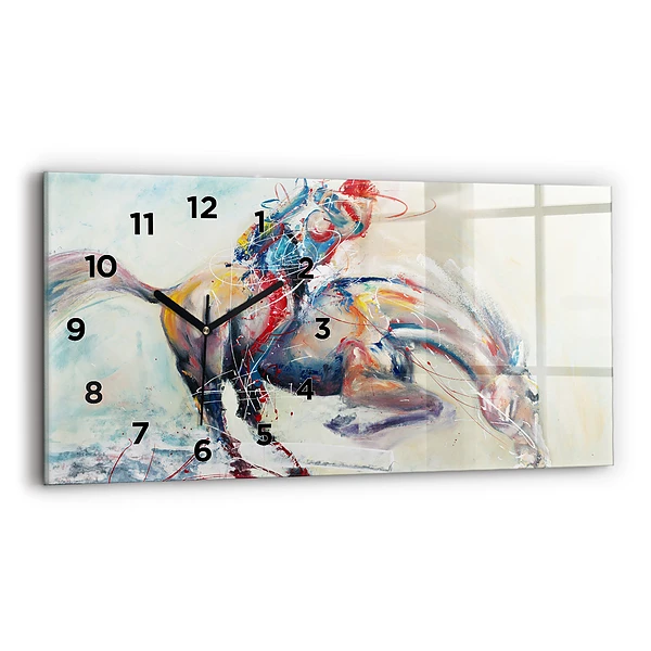 Horloge horizontale en verre Illustration de chevaux au galop