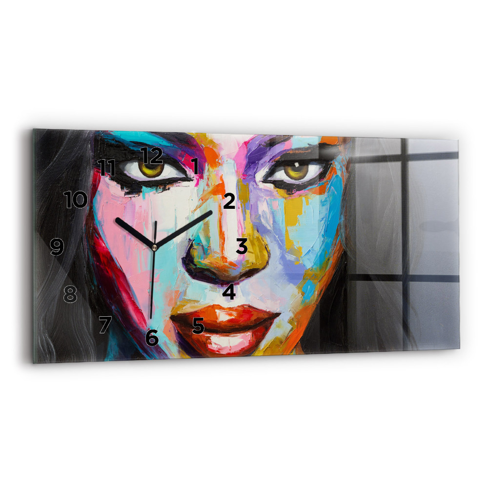 Horloge rectangulaire horizontale Visage coloré d'une femme