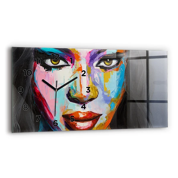 Horloge rectangulaire horizontale Visage coloré d'une femme